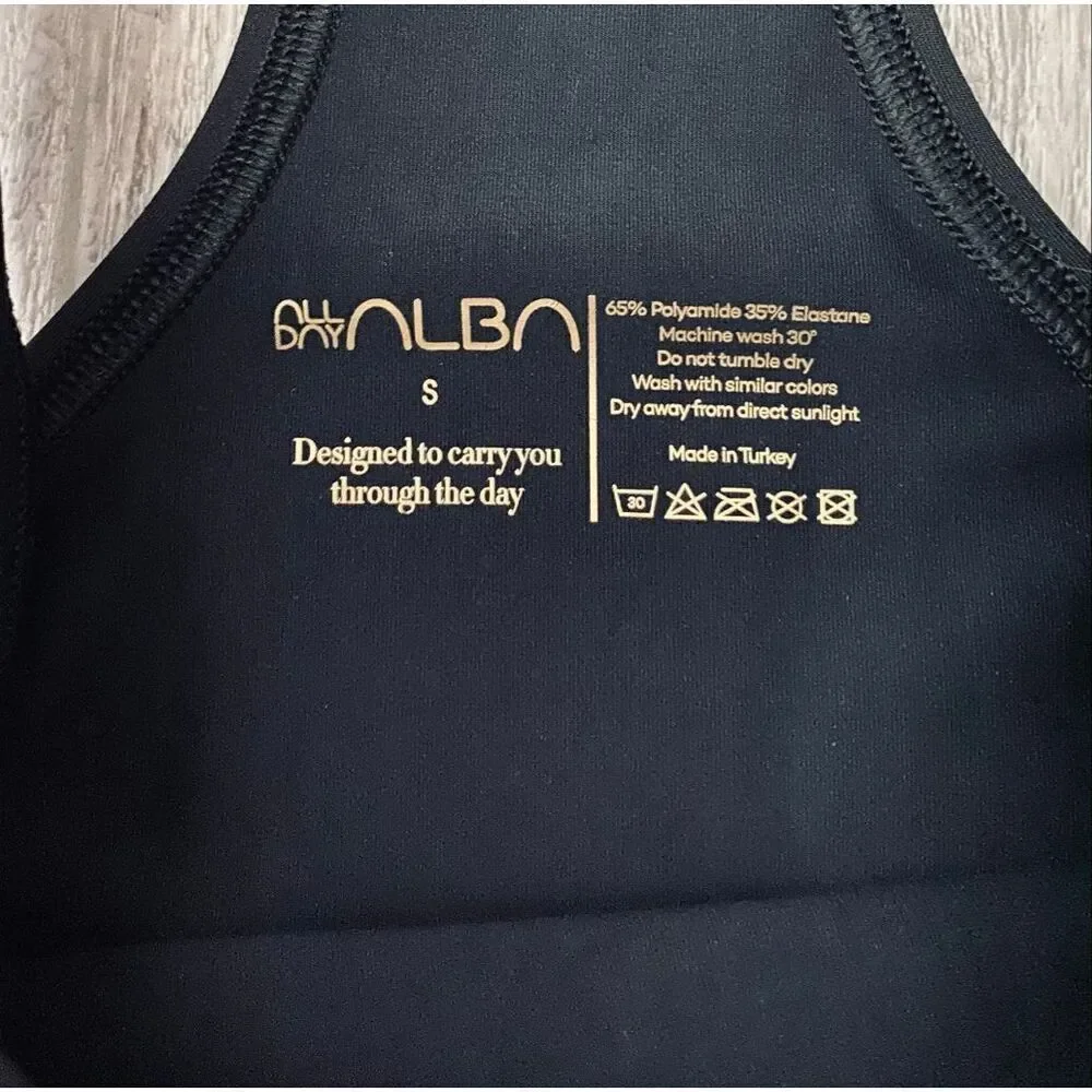 All Day Alba Racerback Sports Yoga Tank Black Copper Sz S
